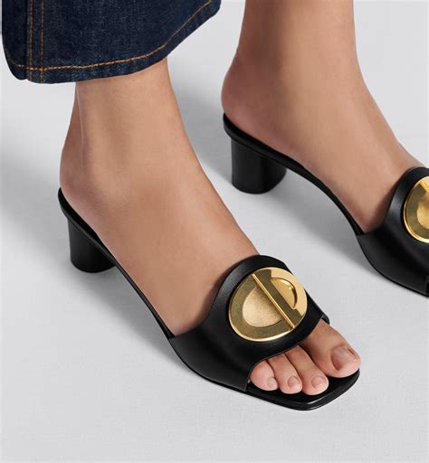 Forever Dior Heeled Slide Black Calfskin